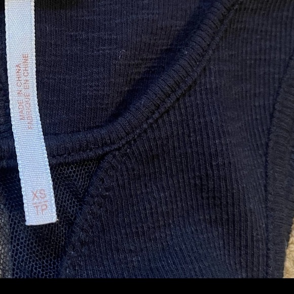 Free People Mesh Ribbed Deep V Cutout Tank in Black - Picture 10 of 11